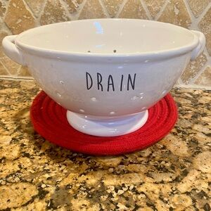 White Ceramic Colander with Handles